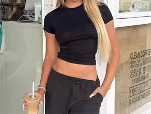 Camisetas de Mujer 2026, Camisetas de Verano con Cuello Redondo, Camisetas de Manga Corta, Camiseta Ajustada, Sexy, Simple y Lisa para Mujer - Product Image 6