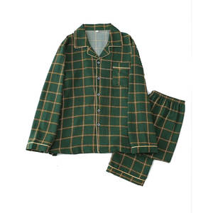 Ensemble de pyjama pour homme en deux pièces, confortable, nouveau, chemise à manches longues à carreaux, pantalon à carreaux, vêtements de nuit décontractés confortables - Product Image 3