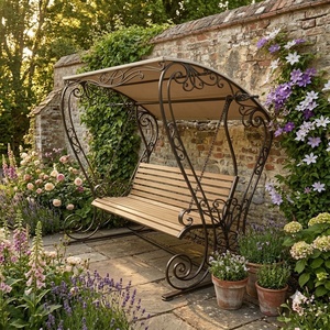 Fauteuil balançoire de patio en fer forgé fait main, robuste, 2 places, banc de jardin, style victorien, coussin non imperméable - Product Image 3