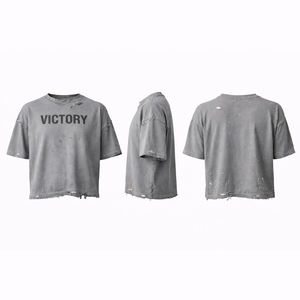 เสื้อยืดโอเวอร์ไซส์ทรงบ็อกซี่ สไตล์วินเทจขาดๆ ซักสีซีด  รุ่นใหม่มาแรง ของแท้จากโรงงาน สำหรับผู้ชาย - Product Image 1