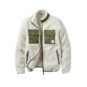 High Quality <b>Men's</b> Casual Wear <b>Sherpa</b> Fleece <b>Jackets</b> White Color Zipper Up Stand Collar Adult's Fashion Wear Warn Winter <b>Jackets</b> - Product Image 1