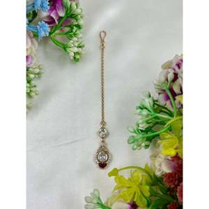 Disha Moissanite Mang Tika-Casual Brass Indian Ethnic Artificial Jewellery - Product Image 4