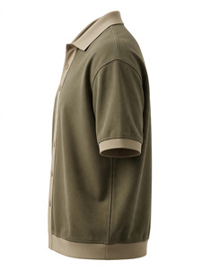 Polo piqué vert olive pour homme, manches courtes, couleur unie, respirant, tricoté, coupe classique, polyester, anti-rétrécissement - Product Image 5