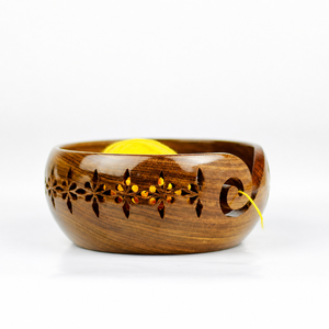 Premium Quality Handmade Carved Fashion Sheesham Wood Yarn Bowl 20cm for <b>Knitting</b> <b>Needle</b> Crochet Hooks - Product Image 2