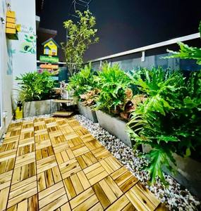 12 dalles de terrasse en bois d'acacia moderne à emboîtement, imperméables, carrées, pour terrasse extérieure, balcon, sol, lot de 10 pièces - Product Image 4