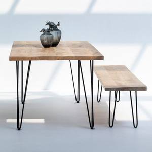 Table à manger en bois Vandana Aureo Nimbus avec plateau massif de 4 cm d'épaisseur et design contemporain - Product Image 5