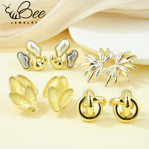 Vintage Italian Irregular Baroque Pearl <b>Stud</b> <b>Earrings</b> Geometric Exquisite Gold Color <b>Crystal</b> <b>Earring</b> For Women - Product Image 1