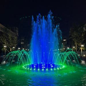 Horticlub – Nouvelle Fontaine d'eau décorative moderne d'extérieur avec lumières LED RGB colorées et musicales pour spectacle aquatique en acier inoxydable - Product Image 2