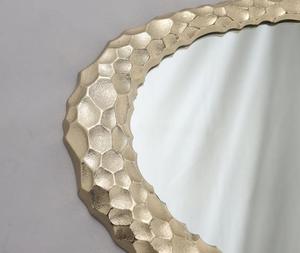 Miroir mural ovale en métal avec bordure texturée, design moderne décoratif fait main pour salon et chambre à coucher - Product Image 2