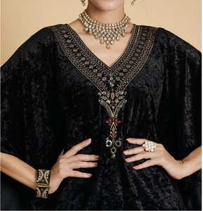 Luxury Kaftan Abaya Handmade Moroccan Arabian kaftan Dress Long Sleeve V Neck Polyester Regular Fit Casual Evening Party Flared - Product Image 4