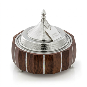 Luxury Ramadan <b>Insulated</b> Hotpot Set Luxury Premium Wood & Mother of Pearl Inlay Buffet Chafing Dish for Majlis & Eid Catering - Product Image 1