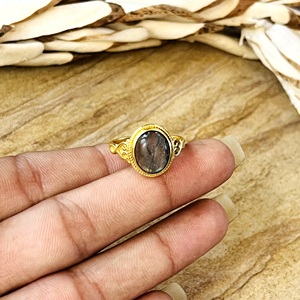 Bague en laiton plaqué or 18 carats pour femme, style bohème, motif tribal filigrané, labradorite, vintage, tendance, pour la vente en gros/OEM/ODM - Product Image 3