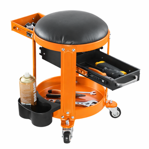 300lb Rolling Mechanic Seat with Tool Storage Drawers, Garage <b>Workshop</b> <b>Stool</b> with Wheels Padded Seat Waterproof Steel GAPGAR028 - Product Image 4