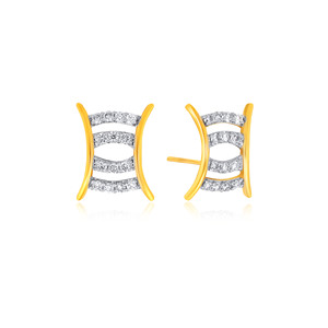 Modernos Pendientes de Diamantes Ascend con Doble Hilera de Diamantes Cultivados en Laboratorio, Oro Amarillo de 18K, Joyería Fina - Product Image 2