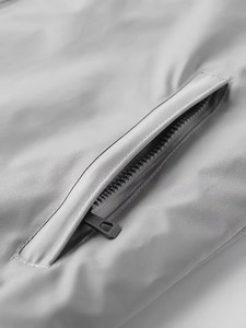 <b>Grey</b> Bomber <b>Jacket</b> Full Sleeve Zipper Closure Stand Collar Solid Color Polyester Woven Memory Fabric <b>Waterproof</b> Lightweight - Product Image 4