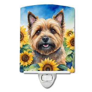 New Cairn Terrier Sunflowers Ceramic <b>Night</b> <b>Light</b> Compact UL-Certified for Bedroom Bathroom Nursery <b>Hallway</b> 6x4x3 Multicolor - Product Image 1