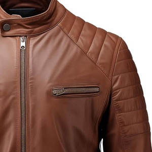 <b>Men</b> Classic Genuine Leather <b>Jacket</b> Soft Comfortable Durable Full Zip Casual Regular Fit Fashion Outerwear Winter Quick Dry - Product Image 3
