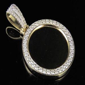 Luxury Iced Out Round Hip Hop <b>Charm</b> Pendant Rose Gold Finish Moissanite Diamond Halo <b>Moon</b> Shape Gift Custom Jewelry - Product Image 3