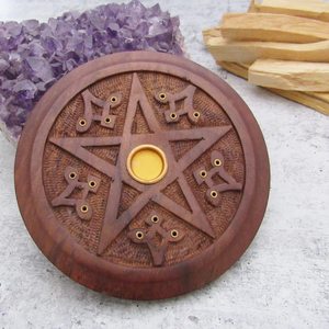 Quemador de Incienso de Madera con Forma de Pentagrama - Product Image 1