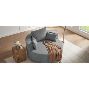 Poltrona Girevole a 360 Gradi con 3 Cuscini Rimovibili, Sedia Rotonda per Soggiorno, Camera da Letto, Ufficio - Product Image 5