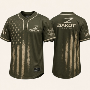 Venta al por Mayor Directa de ZIAKOT INDUSTRY, Jersey de Softbol Unisex Personalizado con Bandera Americana 3D en Blanco, Azul Marino y Rojo, con Diseño de Pinceladas - Product Image 3