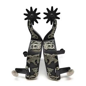 เดือยขี่ม้าแบบตะวันตกสำหรับมืออาชีพ พร้อมลวดลายดอกไม้เคลือบเงิน - Product Image 4