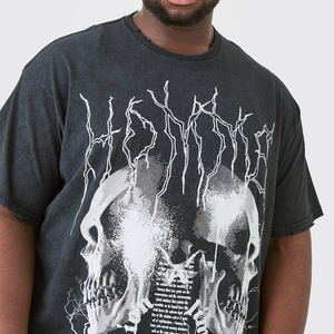 Camiseta de hombre personalizada de alta calidad, 100% algodón, estilo vintage, tallas grandes, gruesa, lavada al ácido, estilo streetwear. - Product Image 4