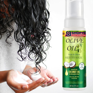 Mousse para el Cabello en Oferta, Fórmula de Fijación y Brillo con Control del Frizz, Brillo Restaurador, Envoltura/Estilizador para Cabello con Aceite de Oliva y Aceite de Coco - Product Image 1