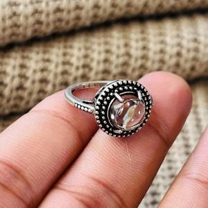 Boho Tribal Quartz Brass <b>Ring</b> Oxidized Silver Plated Vintage <b>Statement</b> Wholesale <b>Ring</b> for women - Product Image 2