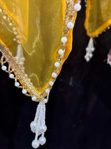 Luxury & Organza Fabric Pooja Thali Cover, Wedding Ritual <b>Plate</b> Cover, Shagun Coconut Cover, Puja Chowki Aasan Decor - Product Image 3