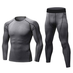 Men’s Compression Wear Set Men’s Sports <b>Body</b> Shaper Gym Outfit with Breathable Stretch Fabric Compression Suit for Running Train - Product Image 1