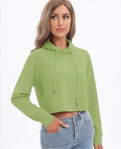 <b>Bulk</b> Custom Women Hooded Crop Top Trendy Street Style Sweatshirt Supplier - Product Image 5