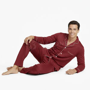 Ensemble de vêtements de nuit en soie de qualité supérieure pour hommes, nouveau design, tissu léger et lisse, pyjama pour toutes les saisons - Product Image 2