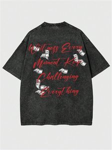 T-shirt graphique pour homme, imprimé lettres, manches courtes, style vintage - Product Image 5