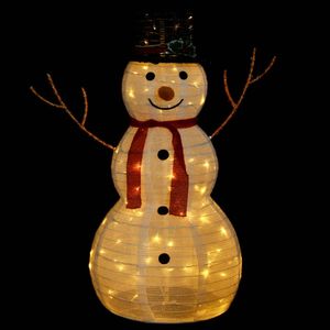 Figurine de bonhomme de neige de Noël en tissu de luxe de 3 pieds avec éclairage LED pour décorations de fêtes - Product Image 3