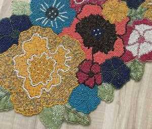 Colorful Beaded <b>Table</b> <b>Runner</b>, Tropical Leaf <b>Table</b> <b>Runner</b>, Katdana Embroidered <b>Runner</b>, Handmade Luxury Dining <b>Table</b> Decor, Boho T - Product Image 3