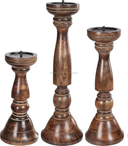 Portavelas de madera hecho a mano de primera calidad, acento decorativo elegante para bodas y eventos, disponible a un precio asequible - Product Image 1