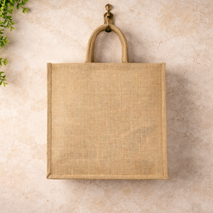 Grand sac de courses réutilisable en jute avec impression de logo personnalisé pour le transport d'épicerie et la promotion de la marque, sac fourre-tout durable et écologique - Product Image 1