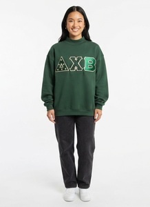 Sudadera de Cuello Alto Bordada Alpha Chi Sigma para Mujer, Ropa Casual de Otoño, 100% Algodón, Diseño de Letras Tejidas - Product Image 2