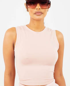 Camisetas transpirables con logotipo personalizado para mujer, Camiseta corta estampada de algodón liso, camisetas recortadas con serigrafía - Product Image 2