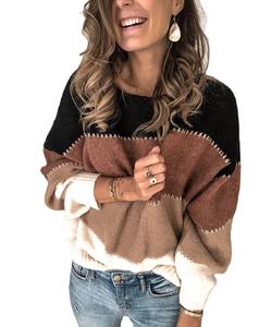 Pulls en acrylique tricotés décontractés pour femmes, coupe ample, col rond, avec logo frontal, collection automne-hiver, vente en gros - Product Image 5