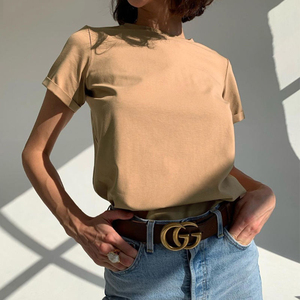 เสื้อยืดสีพื้นแขนสั้นขายส่งสำหรับเด็กผู้หญิง เสื้อยืดผ้าฝ้ายเรียบง่ายสำหรับผู้หญิง เสื้อครอปท็อปสำหรับผู้หญิง - Product Image 3