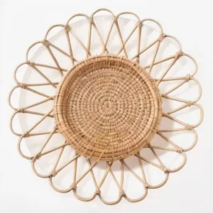 Luxury Scalloped <b>Rattan</b> Placemats Handmade Woven Wicker Charger Plates for Wedding Party <b>Dining</b> <b>Table</b> Decor - Product Image 4