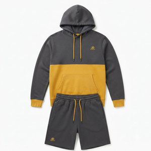 Best Selling High Quality Comfortable Fit Men Hoodies & <b>Shorts</b> Sets Quick Dry <b>Polyester</b>/Cotton Blend Spring Season Custom Colors - Product Image 1