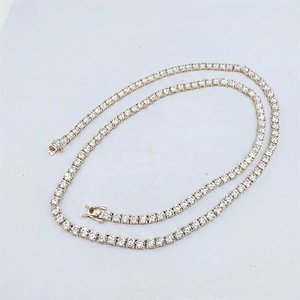 Pass Diamond Tester Hip Hop Jewelry Charms <b>Iced</b> <b>Out</b> 3mm Moissanite Rhodium Plated 925 Silver VVS Tennis <b>Chain</b> Wedding Necklaces - Product Image 2