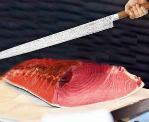 Cuchillo para Atún, Herramienta Premium para Filetear y Rebanar Pescado, Hoja de Acero de Damasco Forjado, Mango de Madera, Ecológico - Product Image 4