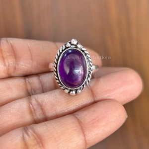 Bague Minimaliste Délicate en Argent Sterling 925, Bagues Fines pour Femmes, Bagues Originales avec Pierre Précieuse Labradorite Violette, Prix d'Usine, Bijoux - Product Image 1