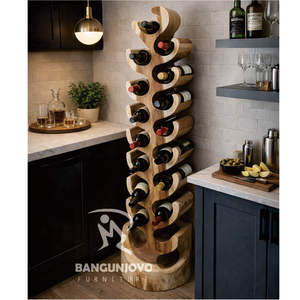 Porte-bouteilles en bois de suar, adapté à la maison, à la cuisine, au bar, au salon, design moderne, bois massif, qualité commerciale - Product Image 3