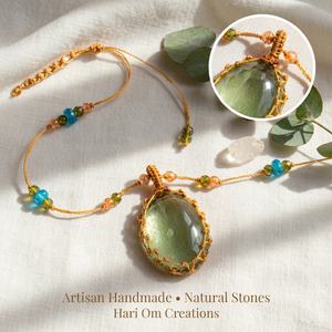 Collar con Colgante de Macramé y Ametrina Hecho a Mano, Piedra Morada y Marrón Facetada, Joyería Boho Curativa - Product Image 4