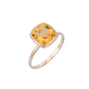 14K Solid Gold Citrine Solitaire <b>Ring</b> for Women-Excellent <b>Diamond</b> Cut Wedding <b>Ring</b> - Product Image 2